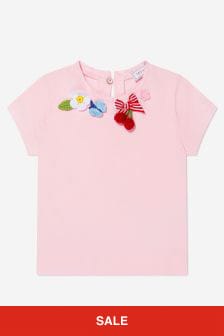 Monnalisa Baby Girls Cotton Jersey Appliqué T-Shirt in Pink