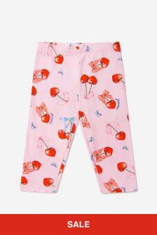 Monnalisa Baby Girls Cotton Cherry Print Leggings in Pink
