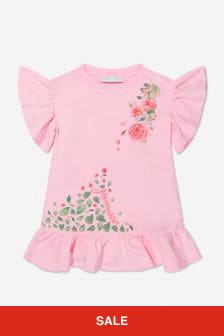 Monnalisa Girls Cotton Rose Print Dress