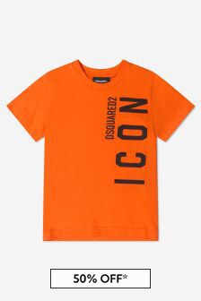Dsquared2 Kids Unisex Cotton Icon T-Shirt in Orange