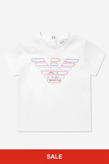 Emporio Armani Baby Girls Cotton Logo Print T-Shirt in White