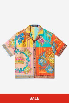 Versace Boys Silk Royal Rebellion Shirt in Multi