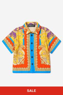 Versace Baby Boys Barocco Print Shirt in Orange