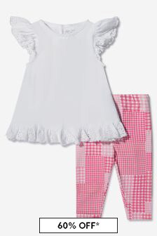 Ralph Lauren Kids Baby Girls Cotton Leggings Set in White