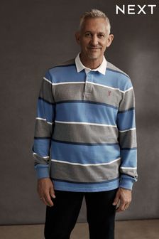 Blue Marl Stripe Rugby Polo Shirt