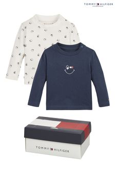 Blue Tommy Hilfiger Baby 2 Pack Blue T-Shirts Gift Box