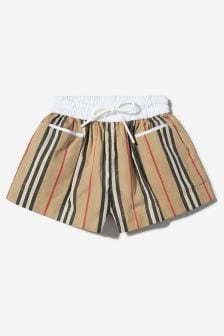 Burberry Kids Baby Girls Cotton Check Shorts In Beige