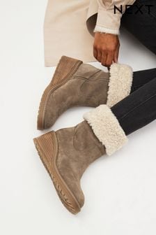 Mink Brown Forever Comfort® Suede Wedge Ankle Boots