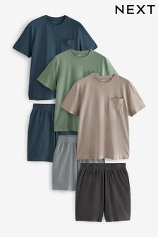 Green/Navy Blue/Bone Cream Pyjama Sets 3 Pack