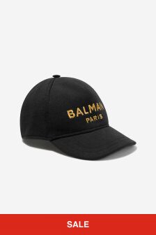 قبعة كاب قطن أسود بشعار للجنسين من Balmain