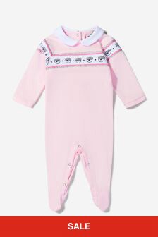 Chiara Ferragni Baby Girls Cotton Logo Babygrow in Pink