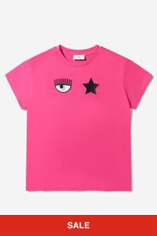 Chiara Ferragni Girls Cotton Jersey Maxi T-Shirt in Pink