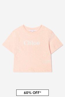 Chloe Kids Girls Organic Cotton Logo T-Shirt in Pink