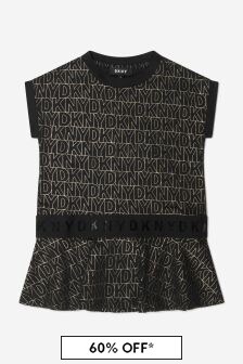 فستان جيرسيه قطن بشعار للبنات من DKNY