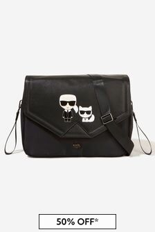 حقيبة تغيير حفاضات مع لبادة وحامل زجاجة أسود للبيبي من الجنسين من Karl Lagerfeld