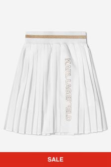 Karl Lagerfeld女の子ミッドレングスプリーツスカート(ホワイト)