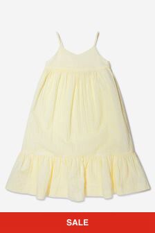 Bonpoint Girls Cotton Seersucker Striped Dress in Yellow