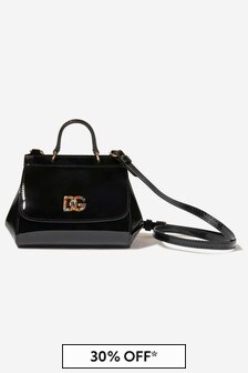 Dolce & Gabbana Kids Girls Patent Leather Logo Shoulder Bag