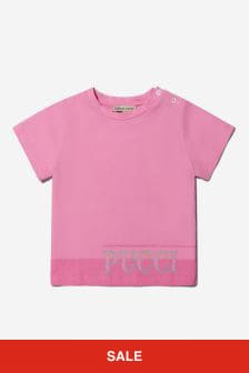 에밀리오 푸치 베이비 걸즈 코튼 로고 티셔츠 인 핑크
