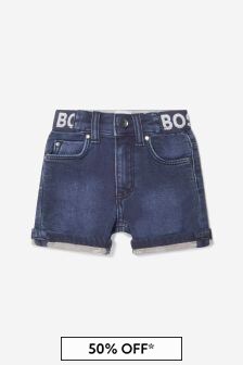 Boss Kidswear Baby Boys Cotton Denim Fleece Shorts in Blue