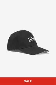 قبعة كاب تويل قطن سوداء بشعار للأولاد البيبي من Boss Kidswear