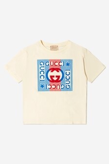 GUCCI Kids Cotton Jersey Logo T-Shirt in White