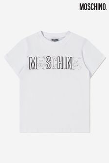 Moschino Kids Unisex Cotton Logo T-Shirt in White