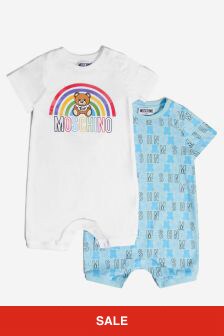 Moschino Kids Baby Boys Cotton Romper Gift Set in Blue