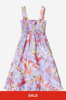 Versace 베이비 걸스 코튼 포플린 바로코페스트 프린트 드레스