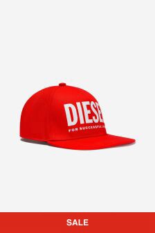 قبعة كاب قطن أحمر بشعار للجنسين من Diesel