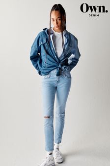 Bleach Blue Ripped Own Low Rise Skinny Jeans