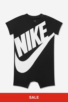 Nike ブラック コットン ロゴ ベビー ボーイズ ロンパース