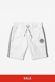 Aigner Baby Boys Cotton Poplin Logo Shorts in White