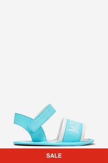 صندل جلد أزرق طبعة بشعار للبيبي من الجنسين من Moschino Kids