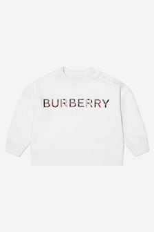 Burberry Kids Baby Girls Cotton Logo Sweatshirt in White