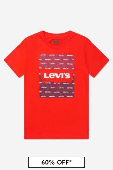 تيشرت قطن أحمر رسم بكم قصير للأولاد من Levis Kidswear