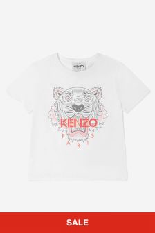 تيشرت قطن عضوي أبيض نمر للبنات Kenzo من Kenzo Kids