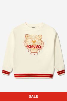 Kenzo Kids Kenzo Unisex White Chinese New Year Embroidered Sweatshirt