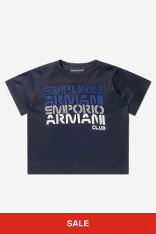 엠포리오 Armani 보이즈 코튼 저지 로고 티셔츠