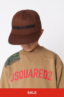 قبعة كاب قطن بني للجنسين من Dsquared2 Kids
