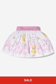 Monnalisa Baby Girls Cotton Tweety Skirt in White