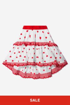 Monnalisa Girls Cotton Heart Print Skirt