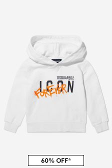 Dsquared2 Kids Unisex Cotton Hoodie in White