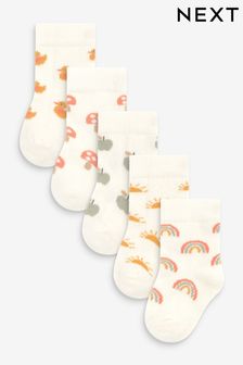 Cream Mini Rainbow Baby Socks 5 Pack (0mths-2yrs)