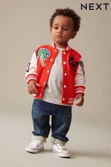 Bright Red Letterman Jacket (3mths-7yrs)