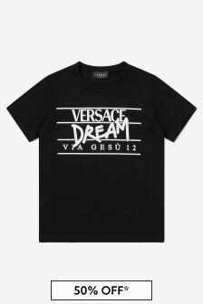 Versace Unisex Cotton Jersey Logo T-Shirt in Black
