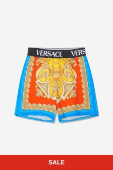 Versace Baby Boys Barocco Logo Shorts in Orange