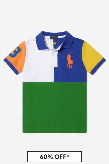 قميص بولو قطن ألوان متعددة متعارضة للأولاد من Ralph Lauren Kids