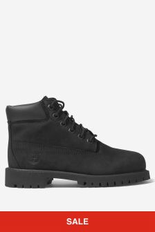 Timberland Boys Nubuck Leather 6" Waterproof Boots in Black