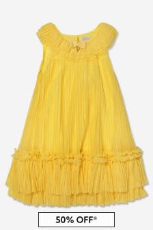 Angels Face Girls Pleated Tulle Dress in Yellow